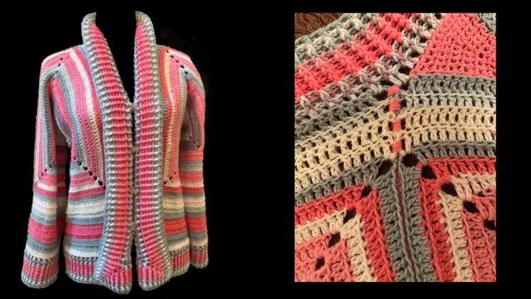 Crochet 2 Hexagons Cardigan. Jacket with Mandala yarn. Shawl Collar. Part 1 ????