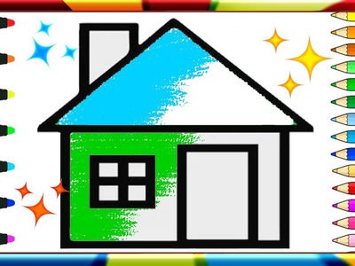 Dibuja y Colorea Una Casa ???? drawing house for kids???? Como dibujar una casa