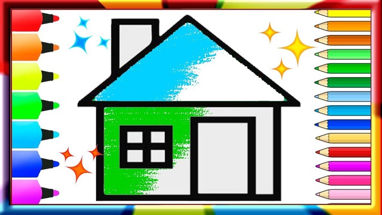 Dibuja y Colorea Una Casa ???? drawing house for kids???? Como dibujar una casa