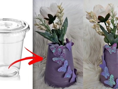 DIY Cement Pots For Plants.Flower Vase Using Plastic Cup|Flower Vase Ideas #shorts #CementProjects