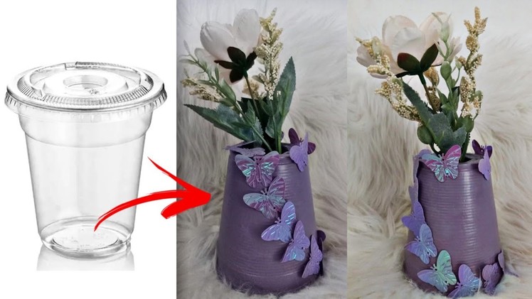 DIY Cement Pots For Plants.Flower Vase Using Plastic Cup|Flower Vase Ideas #shorts #CementProjects
