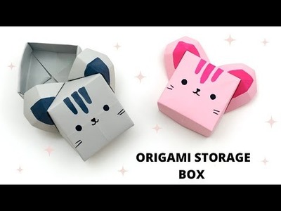 DIY MINI PAPER CAT STORAGE BOX. Paper Storage Organizer. Paper Craft. Easy Origami Cat Box DIY