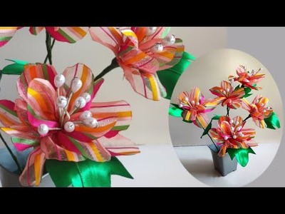 DIY satin ribbon flowers | Rainbow | Organza | Flower making | satin ribbon crafts | Tutorials