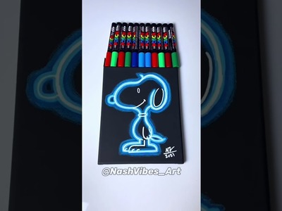 Drawing Snoopy with Posca Markers! Glow Effect! (#Shorts)