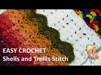 EASY CROCHET Shells and Trellis Stitch - One Row Repeat - Stitch of the Week
