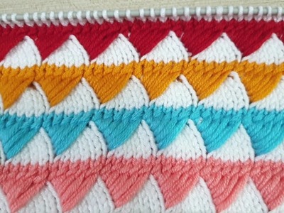 Easy Knitting Pattern | multicolour knitting design | two colors knitting pattern | CROCHET KNITTING