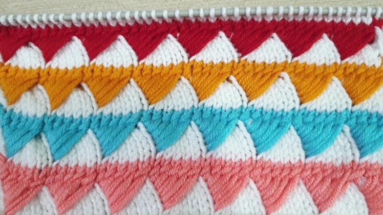 Easy Knitting Pattern | multicolour knitting design | two colors knitting pattern | CROCHET KNITTING