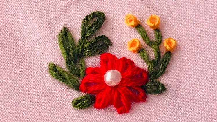 Hand Embroidery: Lazy Daisy Flower Embroidery - Small Flower Embroidery - Embroidery For All Over
