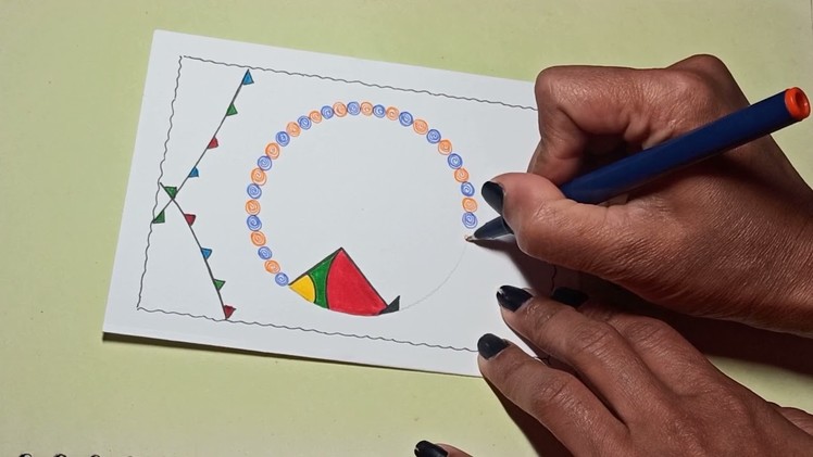 Happy makar sankranti greeting card|easy way to make a card|#drawing #youtubevideo #cardmaking #art