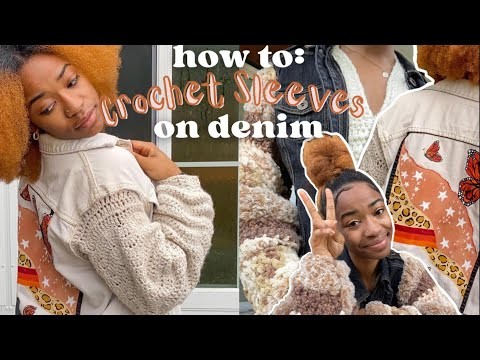 How to: crochet sleeves onto a denim jacket ♡✨| crochet upcycling