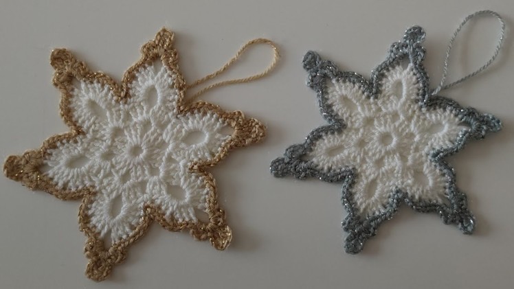 How to crochet snowflake - easy crochet snowflake flower pattern - crochet christmas ornament