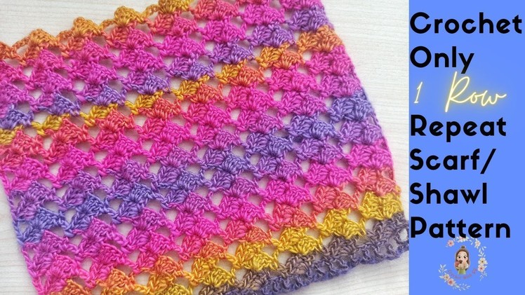 How to Crochet The Easiest 1 Row Repeat Shawl for Beginners