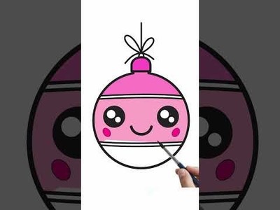 How to draw a Christmas bauble kawaii easy #shorts