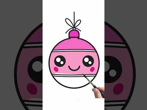 How to draw a Christmas bauble kawaii easy #shorts