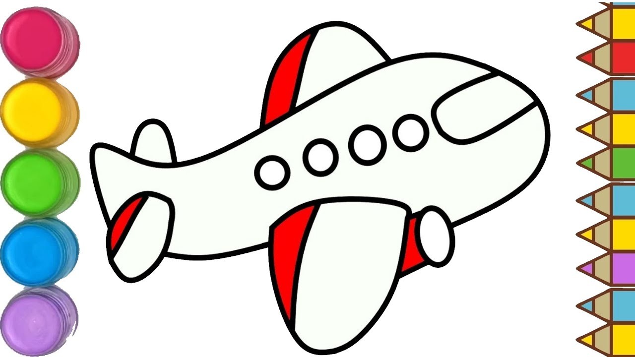 How to draw a passenger plane for children, easy drawing, Learn to draw ...