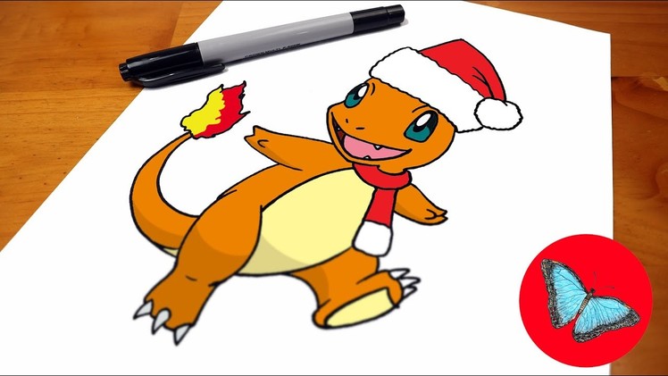 How To Draw Christmas Charmander Step by Step