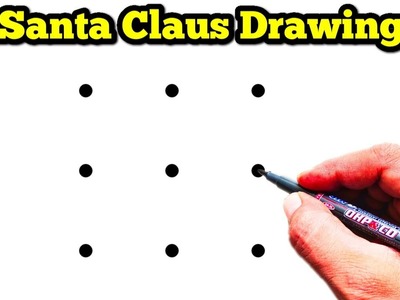 How to Draw Santa Claus From 9 Dots | Easy Santa Claus Drawing | Dots Drawing