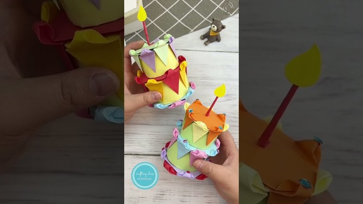 How to make a paper birthday cake. DIY Origami Crafts Tutorial step by step. #shorts