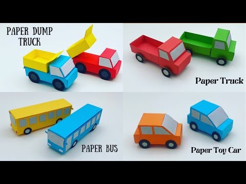 How To Make Paper Toy Vehicles ( CAR , TRUCK , BUS ) For Kids. Nursery Craft Ideas. KIDS crafts