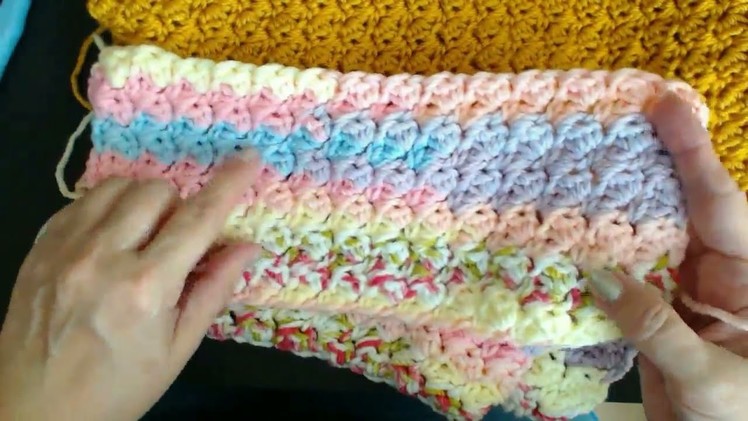Left Handed Crochet. Crochet ice cream stitch, crochet blanket