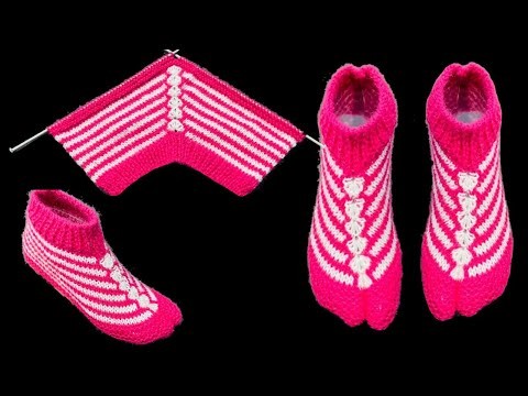 New Knitting Pattern For Ladies Socks.Shoes.Jurab.Anguthe Wali Designer Socks # 182 (Size 5 or 6 no
