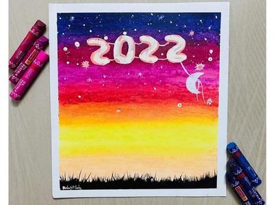 New Year Drawing 2022with oil pastels #shorts#new year