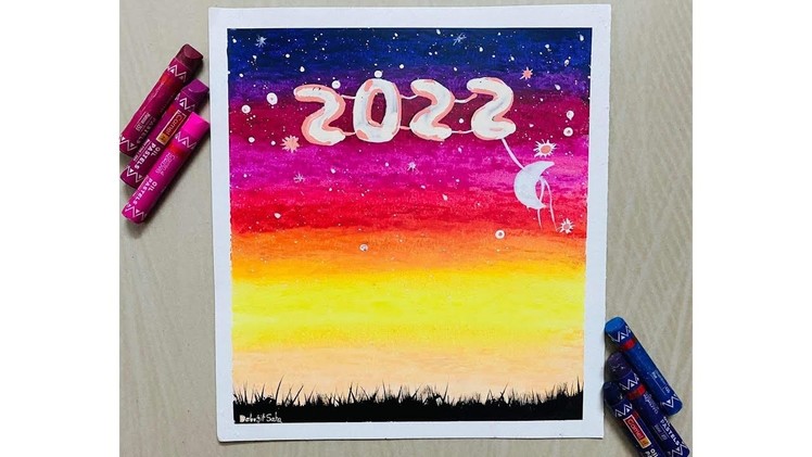 New Year Drawing 2022with oil pastels #shorts#new year
