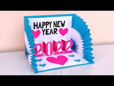 New year handmade card making 2022. DIY  New year pop up greeting card. New year card ideas easy
