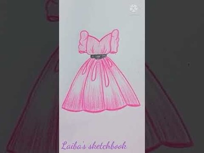 #Shorts |New stylish dress drawing|Barbie dress drawing|How to draw frock easily| Laiba's sketchbook