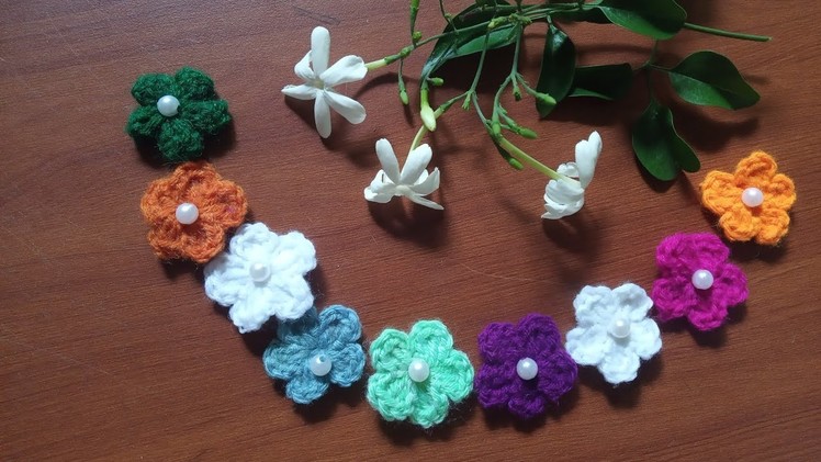 Simple Crochet Flower with beads for absolute beginners | Crochet tutorial | cute baby dress decor