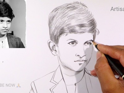 Sketch of Draw a Puneeth RajKumar Easy | Puneeth Childhood pictures Drawing For Beginners