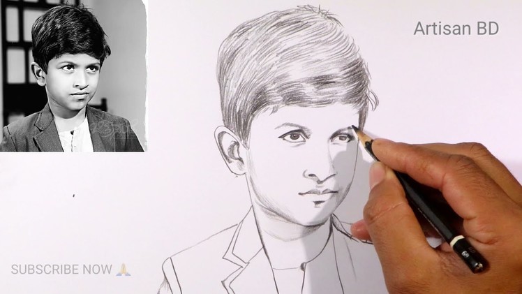 Sketch of Draw a Puneeth RajKumar Easy | Puneeth Childhood pictures Drawing For Beginners