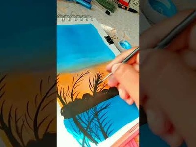 Sunset ???? painting tutorial insta reel ????#viral#shorts#art #lofi #instagram #painting #trending #5min