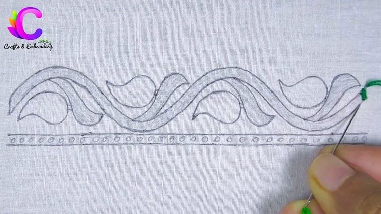 Very Beautiful Borderline Embroidery Design For Dresses, Simple Borderline Hand Embroidery Tutorial