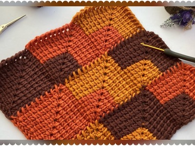 Very Beautiful Tunusian Crochet Knit Model -4-Tutorial.Çok Güzel Tunus İşi Örgü Modeli Yapımı