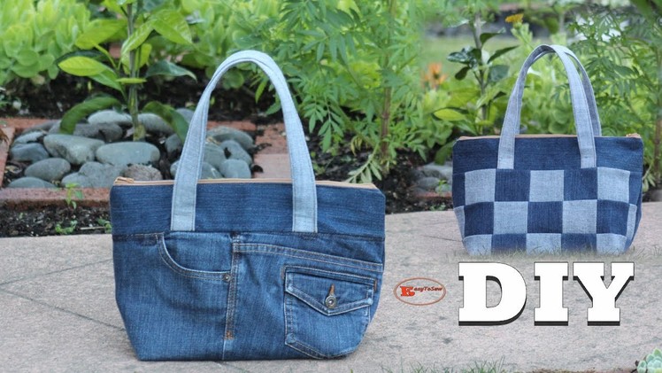WIDE BOTTOM ZIPPER TOTE BAG SEWING TUTORIAL | BAG FROM OLD JEANS | BAG SEWING TUTORIAL