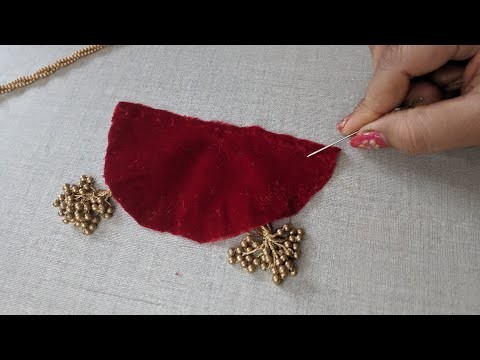 Amazing Hand Embroidery flower design trick | Very Easy Hand making Latkan design idea:Choli.Blouse