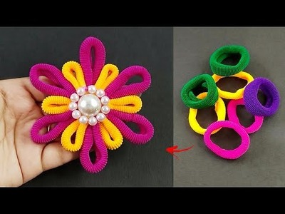 Beautiful Hair band flower making idea - Hair band embroidery flower - Rubber band flower making