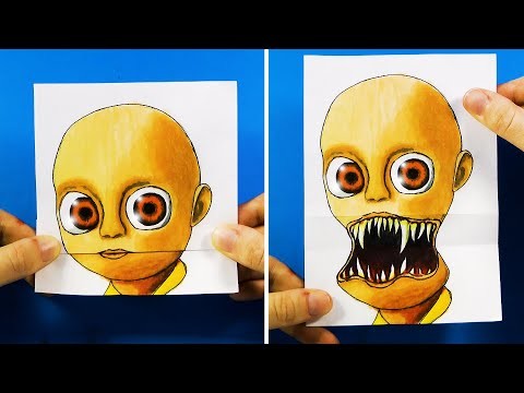 COOL THE BABY IN YELLOW Scary Effect (Paper CRAFT and ART Drawing Tutorial)