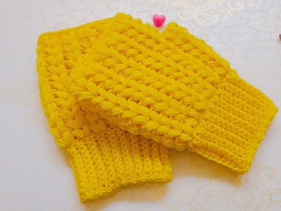 Crochet Gloves.(Crochet Fingerless gloves With Puff Stitch)