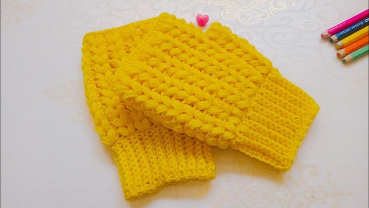 Crochet Gloves.(Crochet Fingerless gloves With Puff Stitch)
