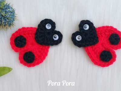 Crochet Lovebug I Crochet Ladybug Applique I Crochet Valentine Heart