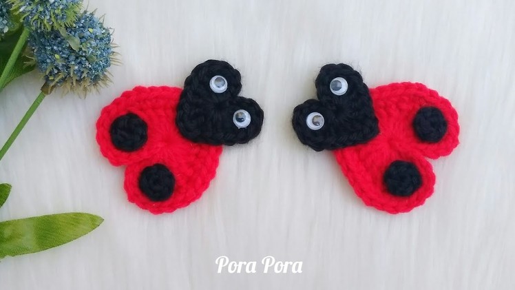 Crochet Lovebug I Crochet Ladybug Applique I Crochet Valentine Heart