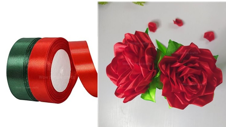 DIY.How to make Satin Ribbon Rose.DIY Ribbon flowers|Flower making|Ribbon Craft Ideas