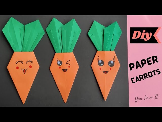 Diy Paper Carrots | How to make Paper Carrots | Origami Crafts #Shorts