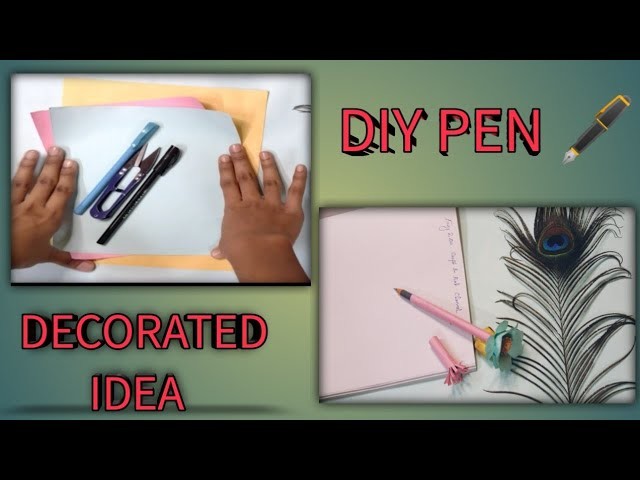 Easy cute pen decoration.Diy paper pen Idea.How to decorate a pen with paper