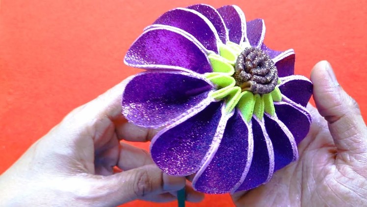 Gillter Foam Dhalia Flower | Easy Foam Flowers Making