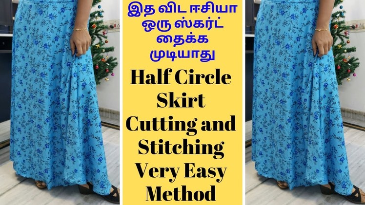 Half Circle Skirt Cutting and Stitching in Tamil | Simple Skirt  cutting and Stitching for Beginners