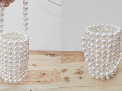 How to make bucket pearl beaded bag || tas manik manik mutiara