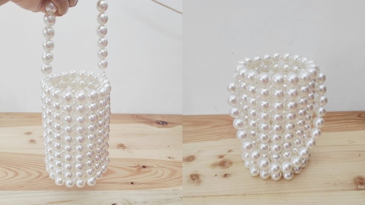 How to make bucket pearl beaded bag || tas manik manik mutiara